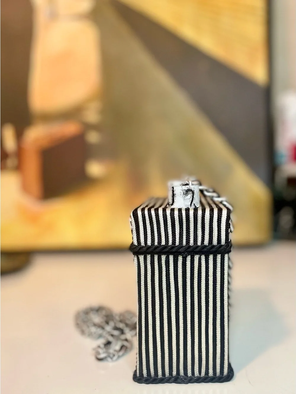 Mary Frances Handcrafted Black & White Zebra Purse